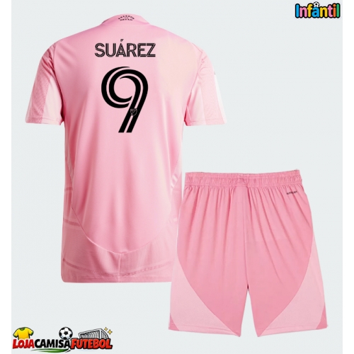 Camisa de Futebol Inter Miami Luis Suarez #9 Equipamento Principal Infantil 2026-27 Manga Curta (+ Calças curtas)